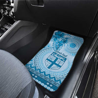 Vintage Bula Fiji Personalised Car Mats Blue Hibiscus Tapa Pattern LT9