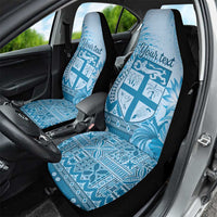 Vintage Bula Fiji Personalised Car Seat Cover Blue Hibiscus Tapa Pattern LT9