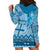 Vintage Bula Fiji Personalised Hoodie Dress Blue Hibiscus Tapa Pattern