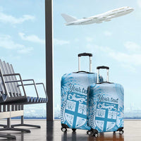 Vintage Bula Fiji Personalised Luggage Cover Blue Hibiscus Tapa Pattern LT9