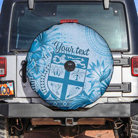 Vintage Bula Fiji Personalised Spare Tire Cover Blue Hibiscus Tapa Pattern LT9 Blue - Polynesian Pride