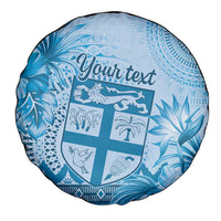 Vintage Bula Fiji Personalised Spare Tire Cover Blue Hibiscus Tapa Pattern LT9 - Polynesian Pride