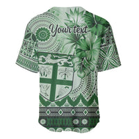 Vintage Bula Fiji Personalised Baseball Jersey Green Hibiscus Tapa Pattern LT9 - Polynesian Pride