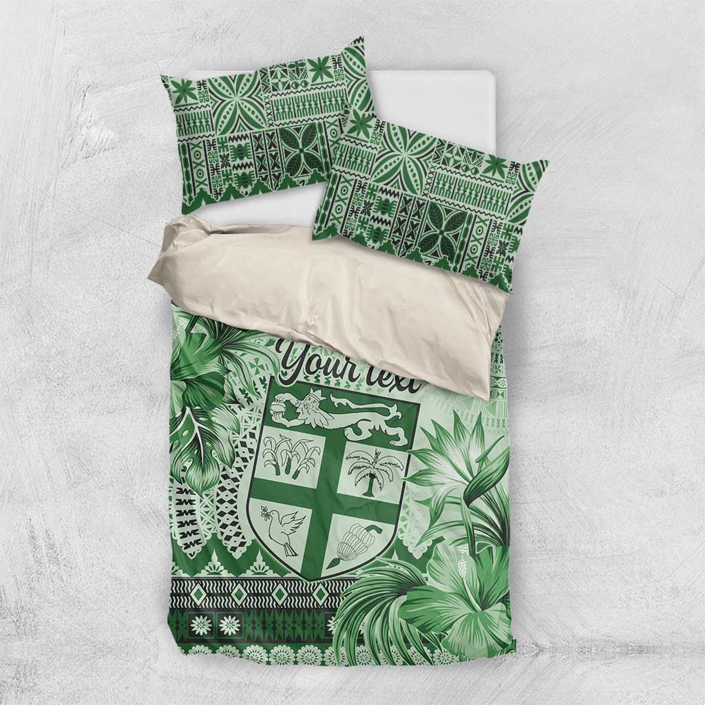 Vintage Bula Fiji Personalised Bedding Set Green Hibiscus Tapa Pattern LT9
