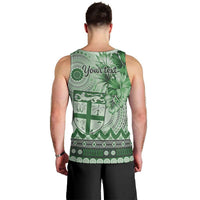 Vintage Bula Fiji Personalised Men Tank Top Green Hibiscus Tapa Pattern LT9 - Polynesian Pride