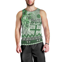 Vintage Bula Fiji Personalised Men Tank Top Green Hibiscus Tapa Pattern LT9 - Polynesian Pride