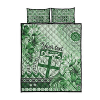 Vintage Bula Fiji Personalised Quilt Bed Set Green Hibiscus Tapa Pattern LT9