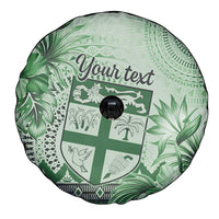 Vintage Bula Fiji Personalised Spare Tire Cover Green Hibiscus Tapa Pattern LT9