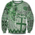 Vintage Bula Fiji Personalised Sweatshirt Green Hibiscus Tapa Pattern