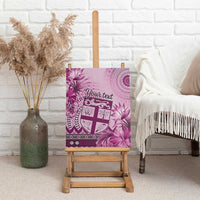 Vintage Bula Fiji Personalised Canvas Wall Art Pink Hibiscus Tapa Pattern LT9