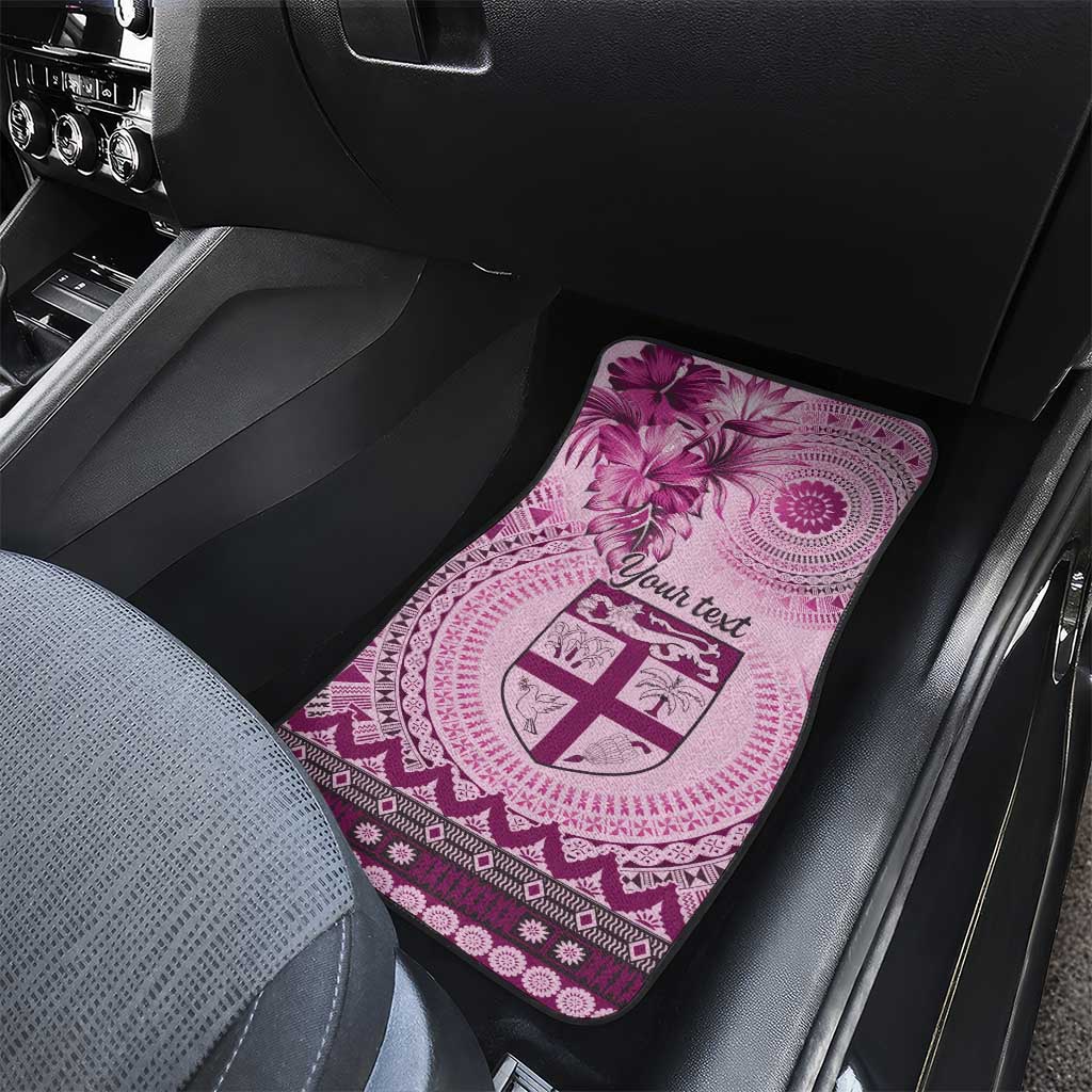 Vintage Bula Fiji Personalised Car Mats Pink Hibiscus Tapa Pattern LT9