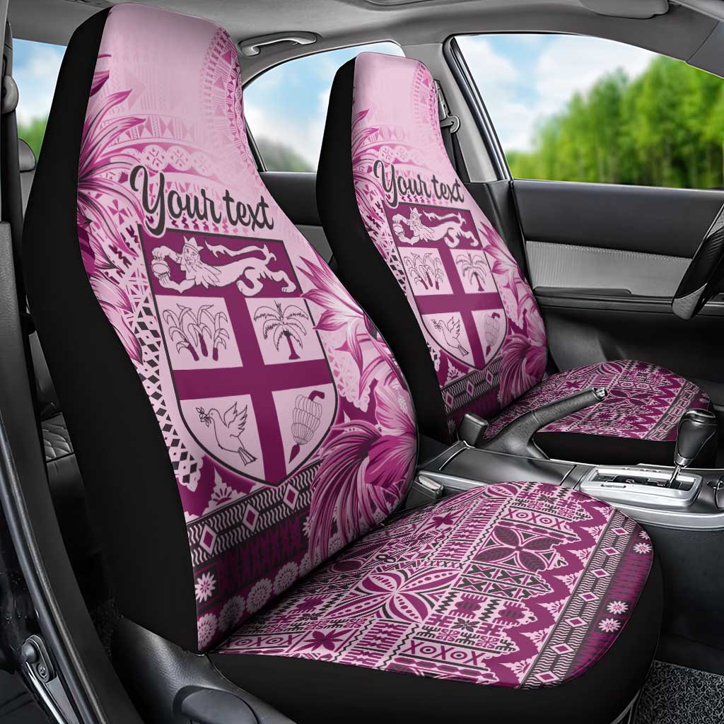 Vintage Bula Fiji Personalised Car Seat Cover Pink Hibiscus Tapa Pattern LT9