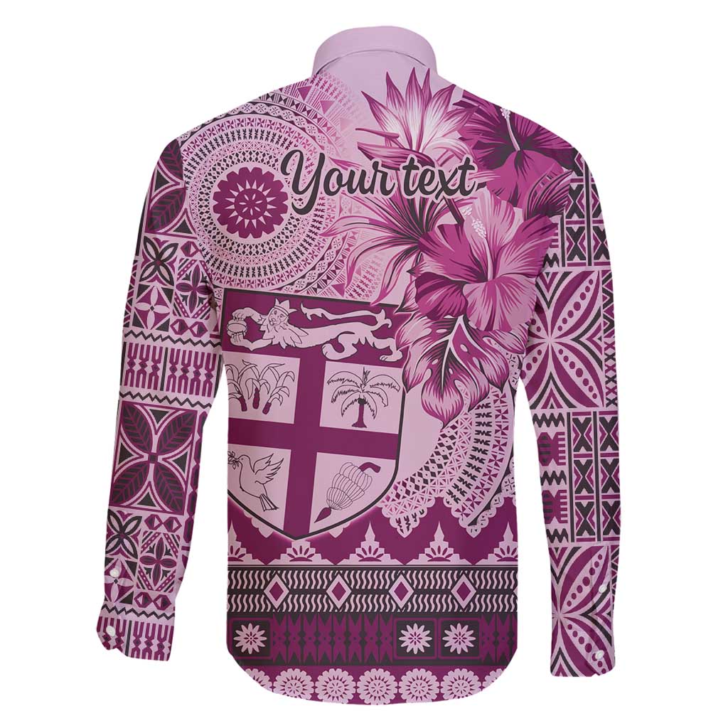 Vintage Bula Fiji Personalised Family Matching Summer Maxi Dress and Hawaiian Shirt Pink Hibiscus Tapa Pattern