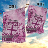 Vintage Bula Fiji Personalised Garden Flag Pink Hibiscus Tapa Pattern LT9