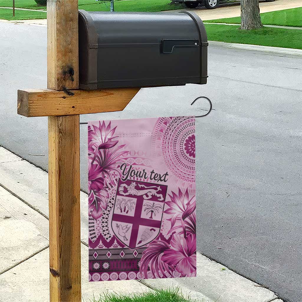 Vintage Bula Fiji Personalised Garden Flag Pink Hibiscus Tapa Pattern LT9