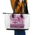 Vintage Bula Fiji Personalised Leather Tote Bag Pink Hibiscus Tapa Pattern
