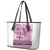 Vintage Bula Fiji Personalised Leather Tote Bag Pink Hibiscus Tapa Pattern