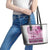 Vintage Bula Fiji Personalised Leather Tote Bag Pink Hibiscus Tapa Pattern