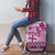Vintage Bula Fiji Personalised Luggage Cover Pink Hibiscus Tapa Pattern