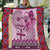 Vintage Bula Fiji Personalised Quilt Pink Hibiscus Tapa Pattern
