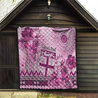 Vintage Bula Fiji Personalised Quilt Pink Hibiscus Tapa Pattern LT9