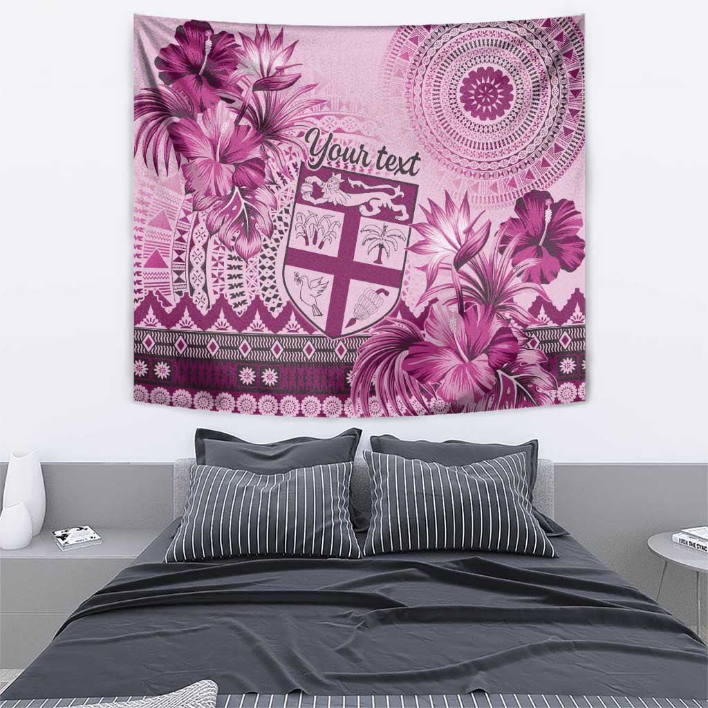Vintage Bula Fiji Personalised Tapestry Pink Hibiscus Tapa Pattern LT9