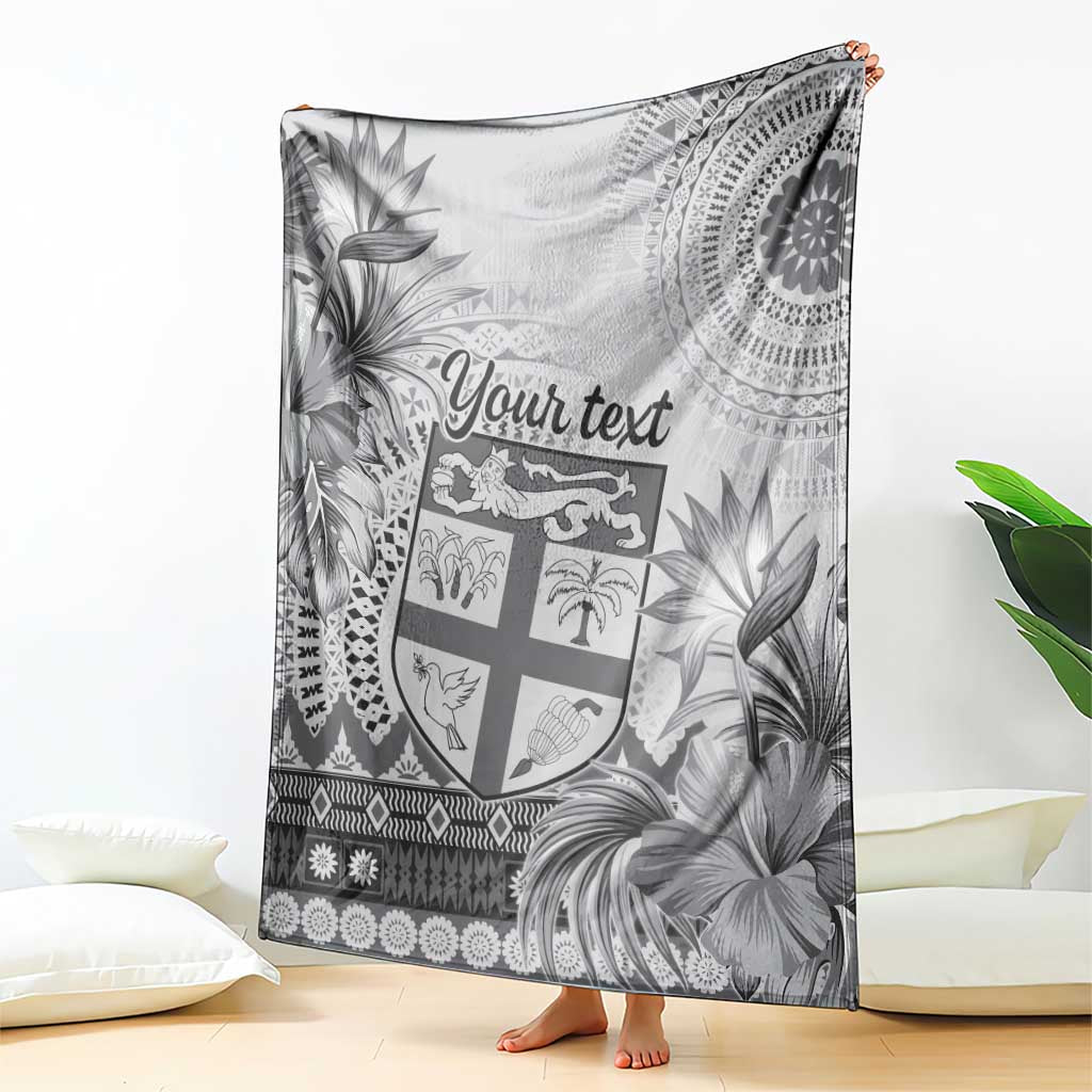 Vintage Bula Fiji Personalised Blanket Beige Hibiscus Tapa Pattern LT9