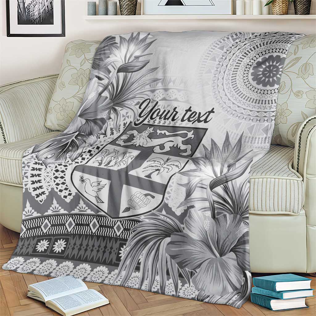 Vintage Bula Fiji Personalised Blanket Beige Hibiscus Tapa Pattern LT9