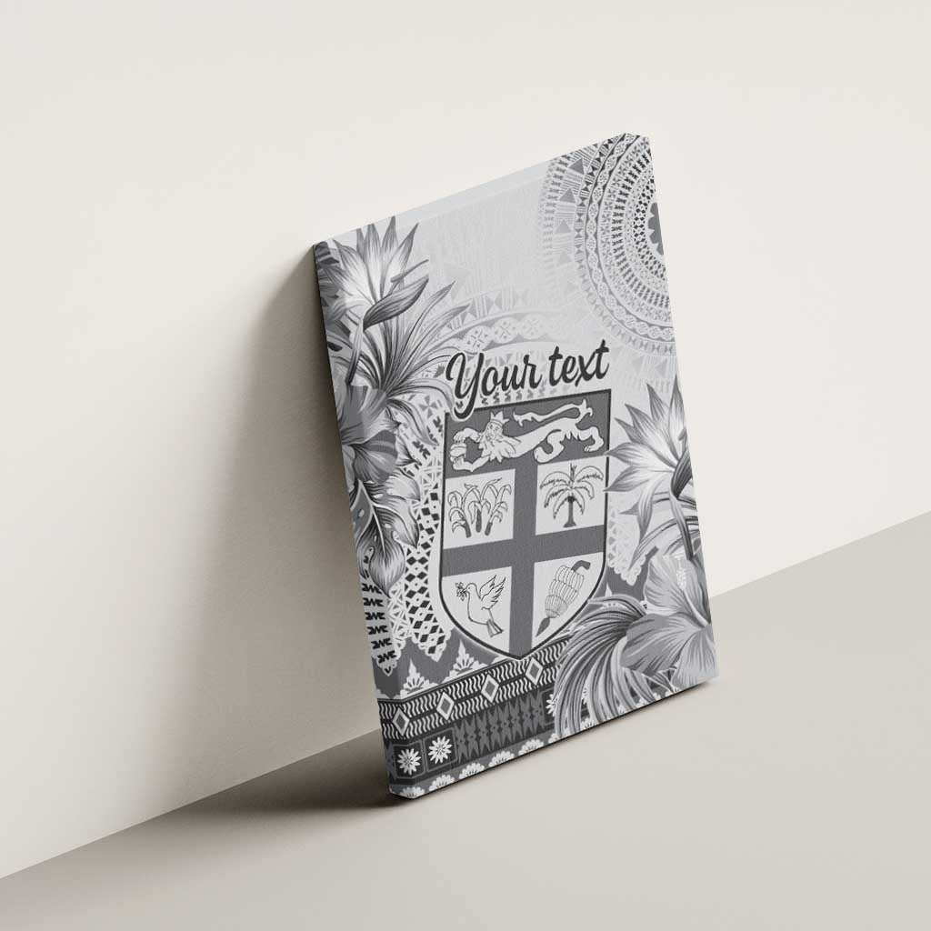 Vintage Bula Fiji Personalised Canvas Wall Art Beige Hibiscus Tapa Pattern LT9