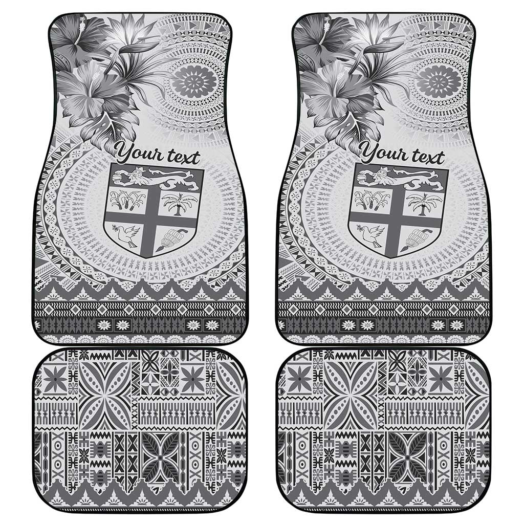 Vintage Bula Fiji Personalised Car Mats Beige Hibiscus Tapa Pattern LT9