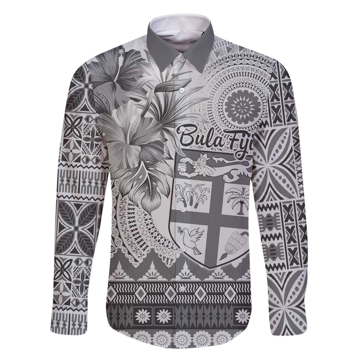 Vintage Bula Fiji Personalised Family Matching Off Shoulder Short Dress and Hawaiian Shirt Beige Hibiscus Tapa Pattern