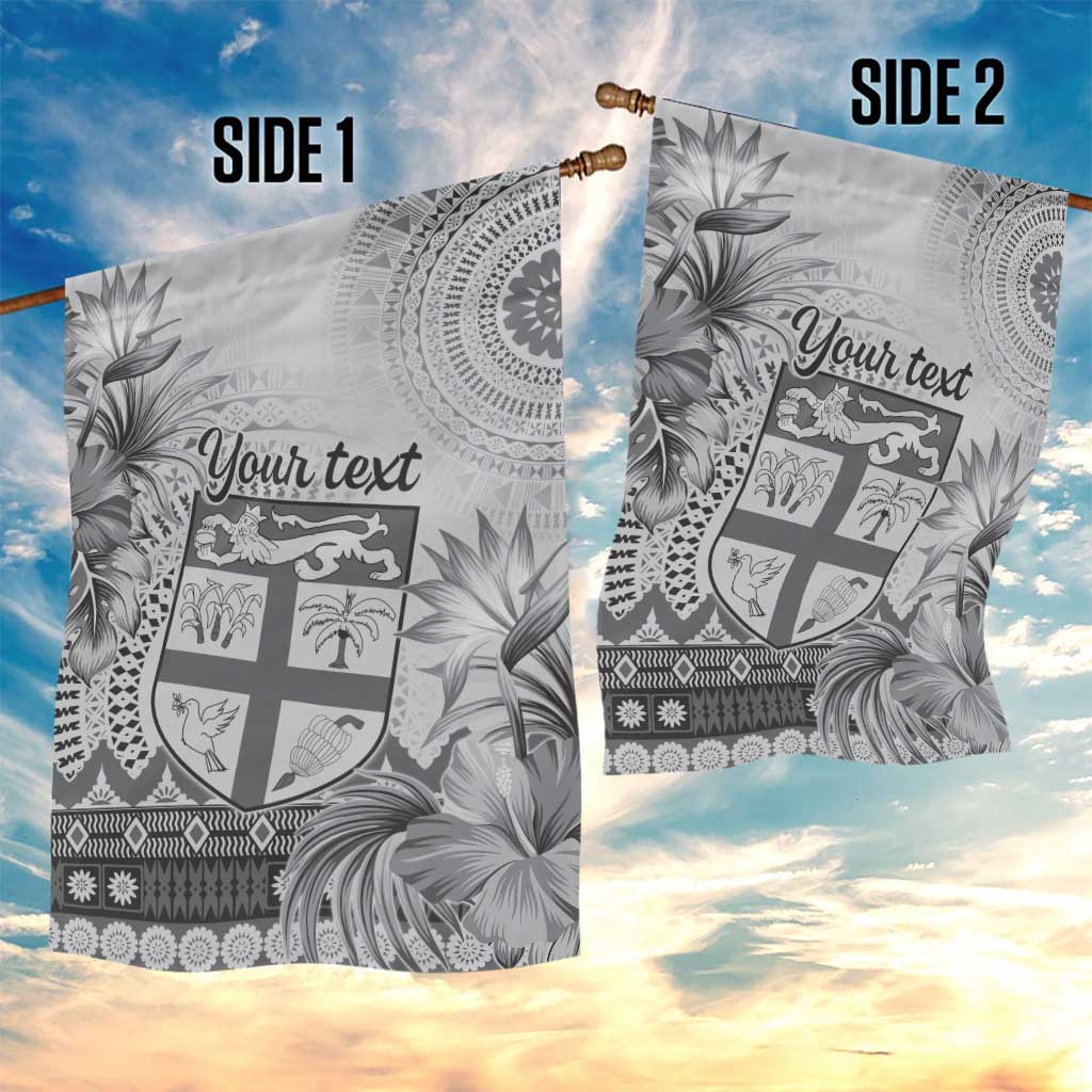 Vintage Bula Fiji Personalised Garden Flag Beige Hibiscus Tapa Pattern LT9