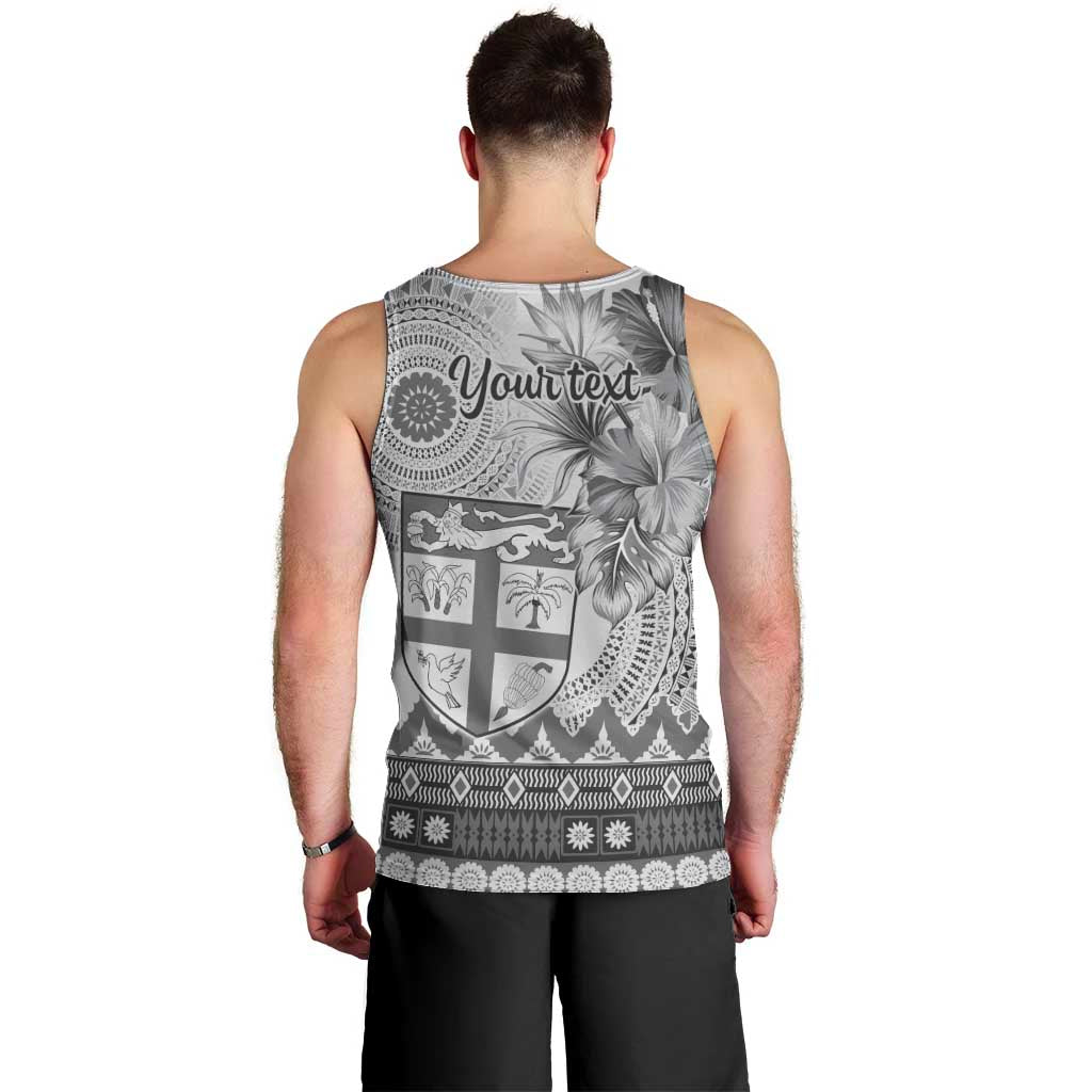 Vintage Bula Fiji Personalised Men Tank Top Beige Hibiscus Tapa Pattern LT9 - Polynesian Pride