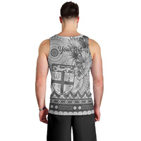 Vintage Bula Fiji Personalised Men Tank Top Beige Hibiscus Tapa Pattern LT9 - Polynesian Pride