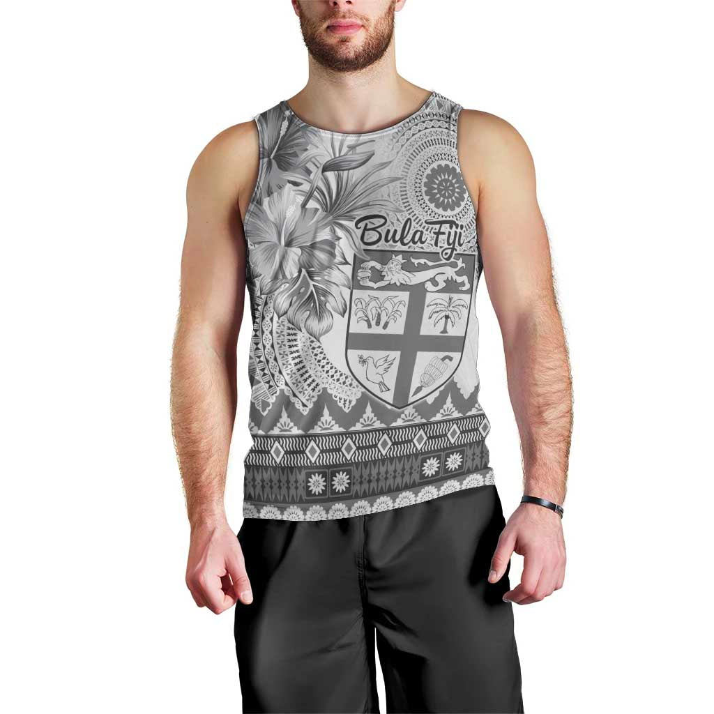Vintage Bula Fiji Personalised Men Tank Top Beige Hibiscus Tapa Pattern LT9 - Polynesian Pride