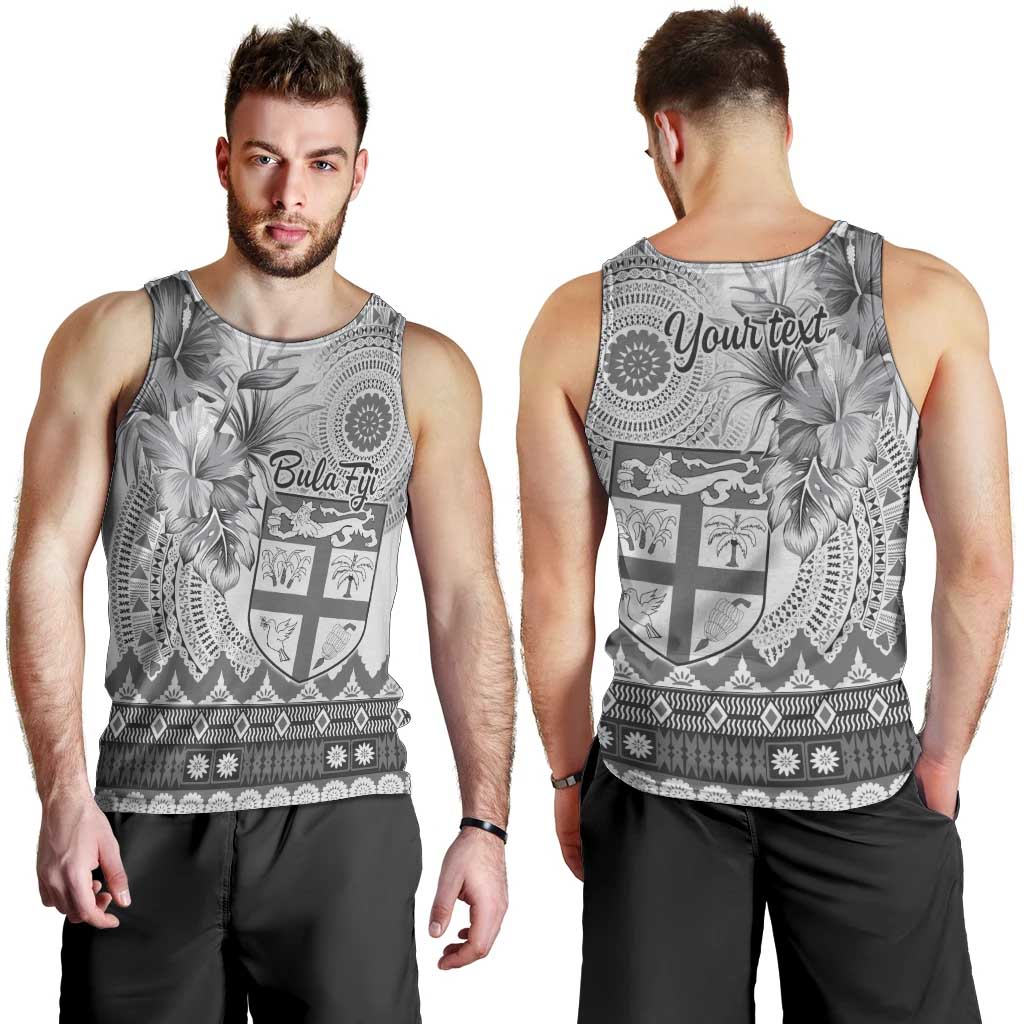 Vintage Bula Fiji Personalised Men Tank Top Beige Hibiscus Tapa Pattern LT9 - Polynesian Pride
