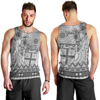 Vintage Bula Fiji Personalised Men Tank Top Beige Hibiscus Tapa Pattern LT9 - Polynesian Pride