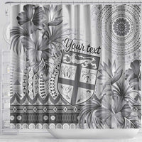 Vintage Bula Fiji Personalised Shower Curtain Beige Hibiscus Tapa Pattern LT9