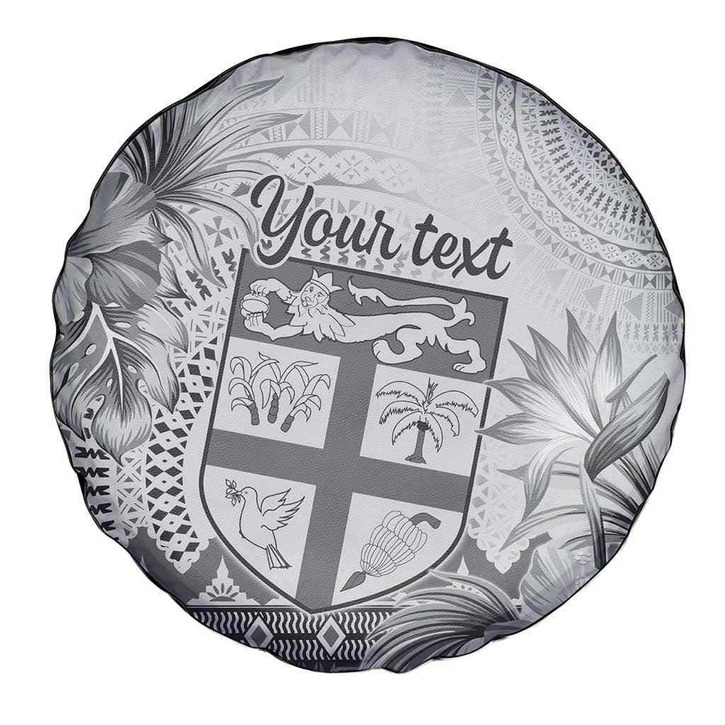 Vintage Bula Fiji Personalised Spare Tire Cover Beige Hibiscus Tapa Pattern LT9