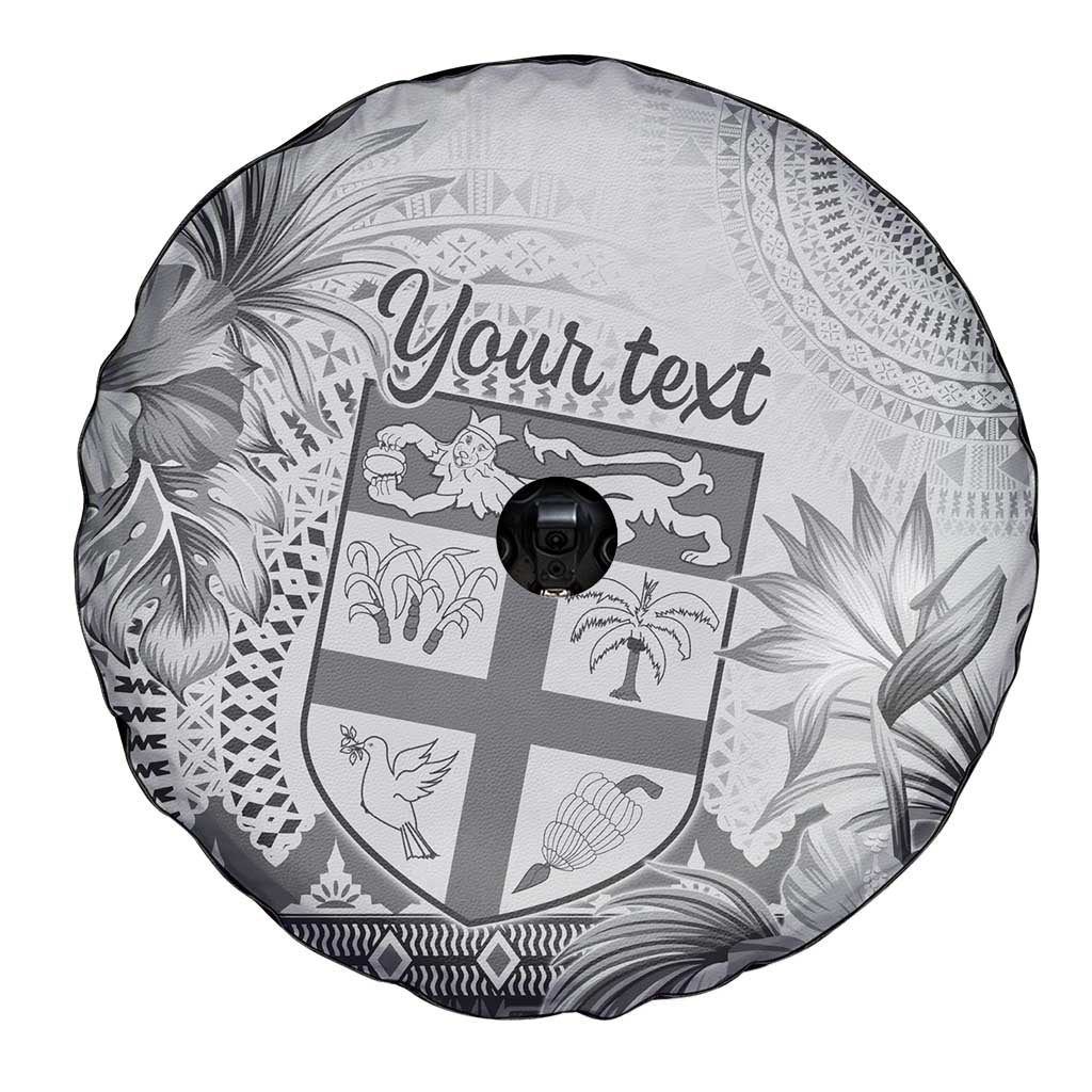 Vintage Bula Fiji Personalised Spare Tire Cover Beige Hibiscus Tapa Pattern LT9