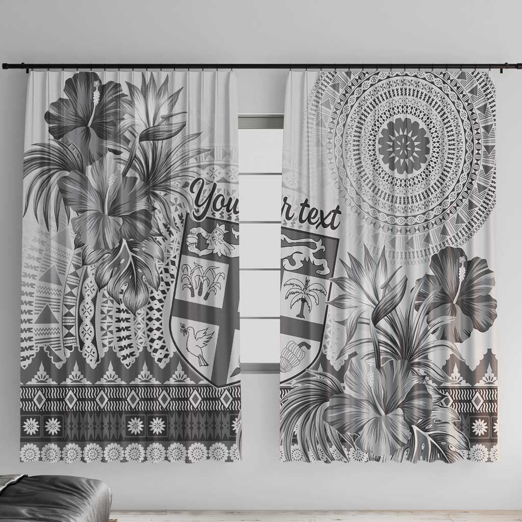 Vintage Bula Fiji Personalised Window Curtain Beige Hibiscus Tapa Pattern LT9