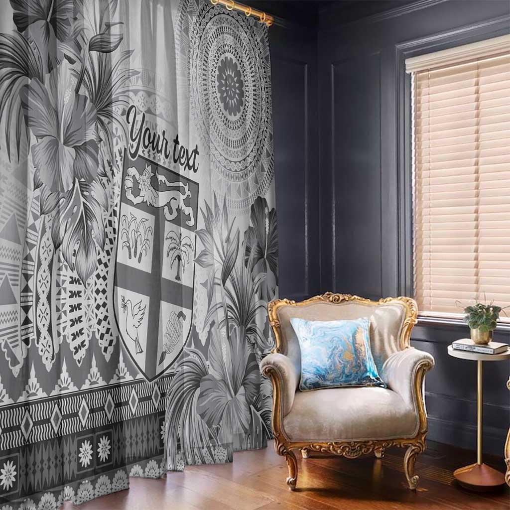 Vintage Bula Fiji Personalised Window Curtain Beige Hibiscus Tapa Pattern LT9