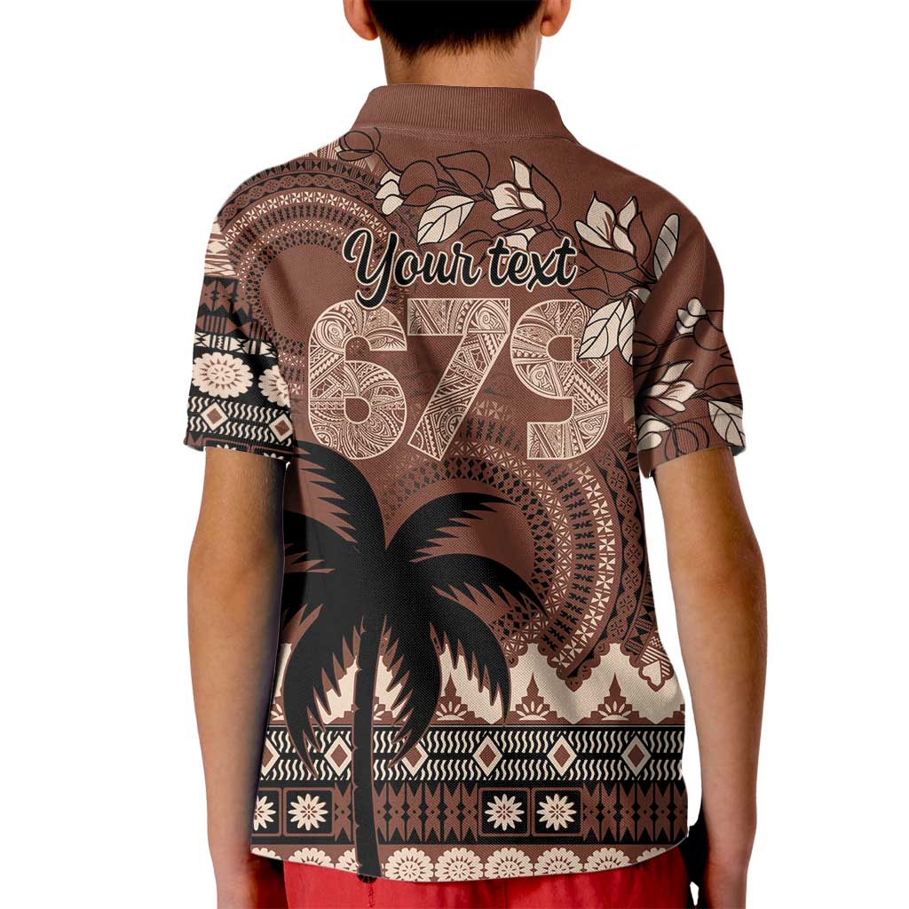 Personalised Bula Fiji 679 Kid Polo Shirt Fijian Tagimoucia Masi Tapa Art