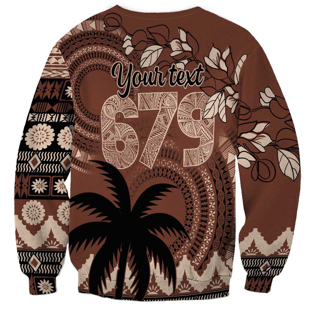 Personalised Bula Fiji 679 Sweatshirt Fijian Tagimoucia Masi Tapa Art
