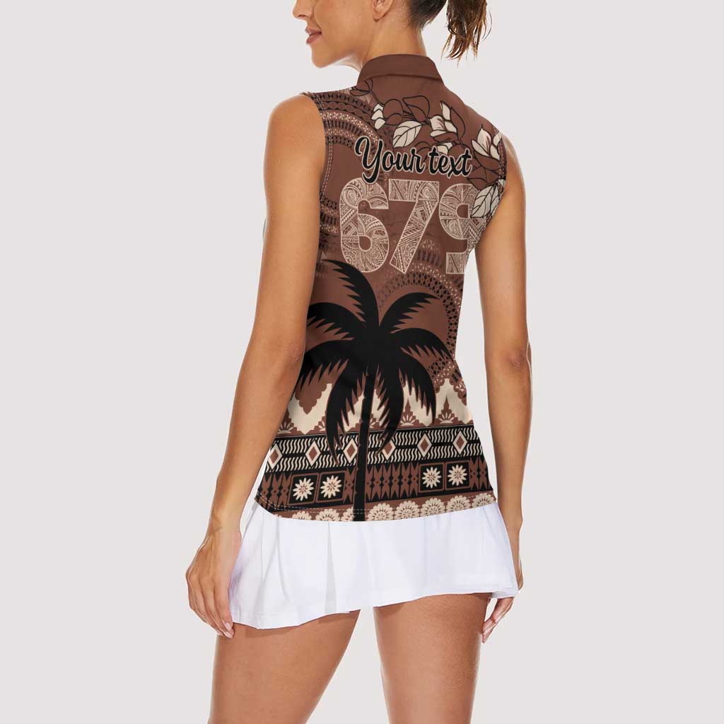 Personalised Bula Fiji 679 Women Sleeveless Polo Shirt Fijian Tagimoucia Masi Tapa Art