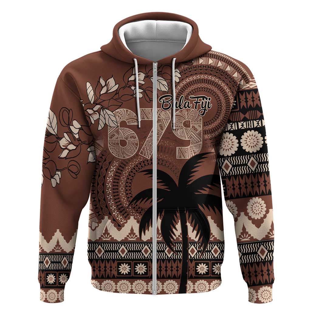 Personalised Bula Fiji 679 Zip Hoodie Fijian Tagimoucia Masi Tapa Art