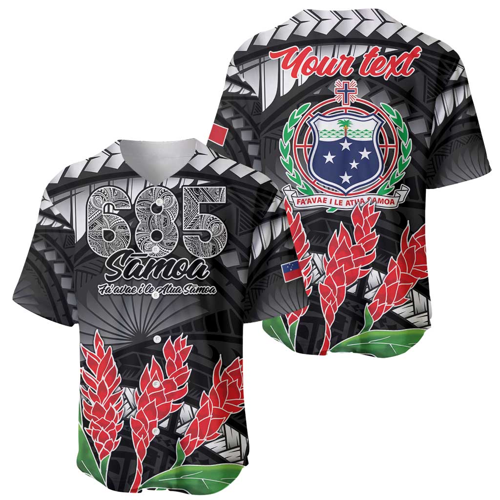 Personalised Samoa 685 Baseball Jersey Teuila Flower With Black Samoan Tattoo LT9 - Polynesian Pride