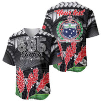 Personalised Samoa 685 Baseball Jersey Teuila Flower With Black Samoan Tattoo LT9 - Polynesian Pride