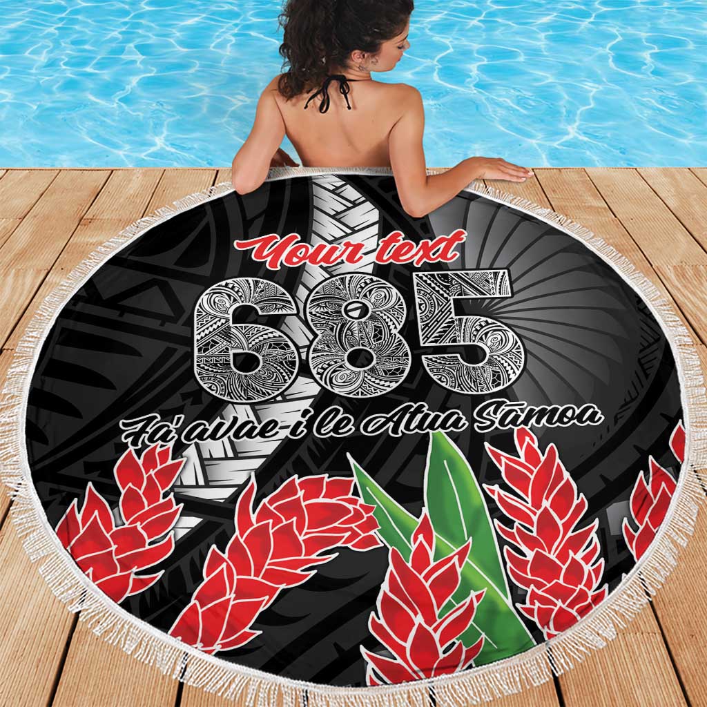 Personalised Samoa 685 Beach Blanket Teuila Flower With Black Samoan Tattoo