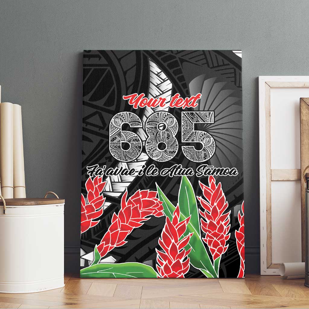 Personalised Samoa 685 Canvas Wall Art Teuila Flower With Black Samoan Tattoo